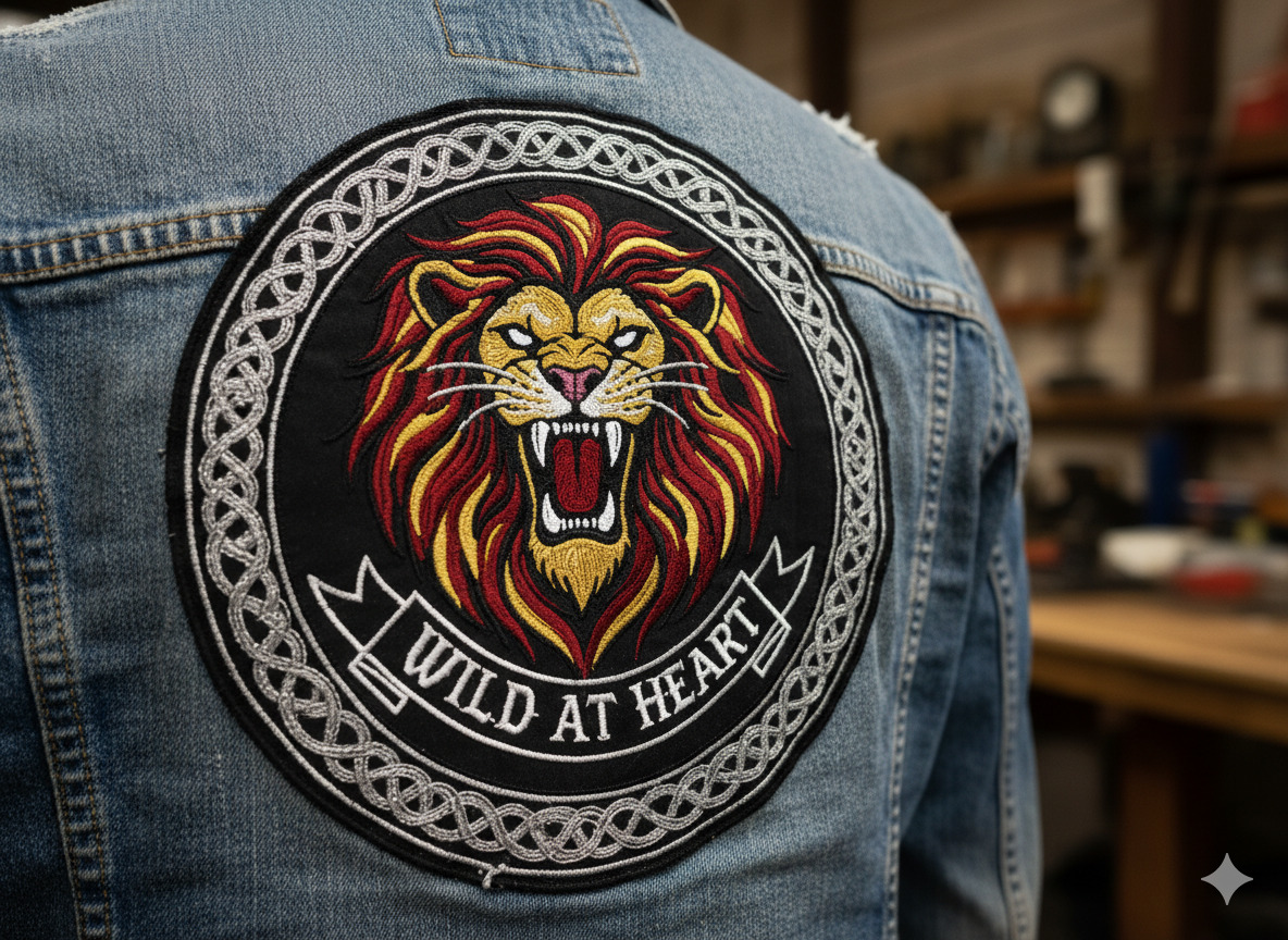 Geborduurde patch op rug